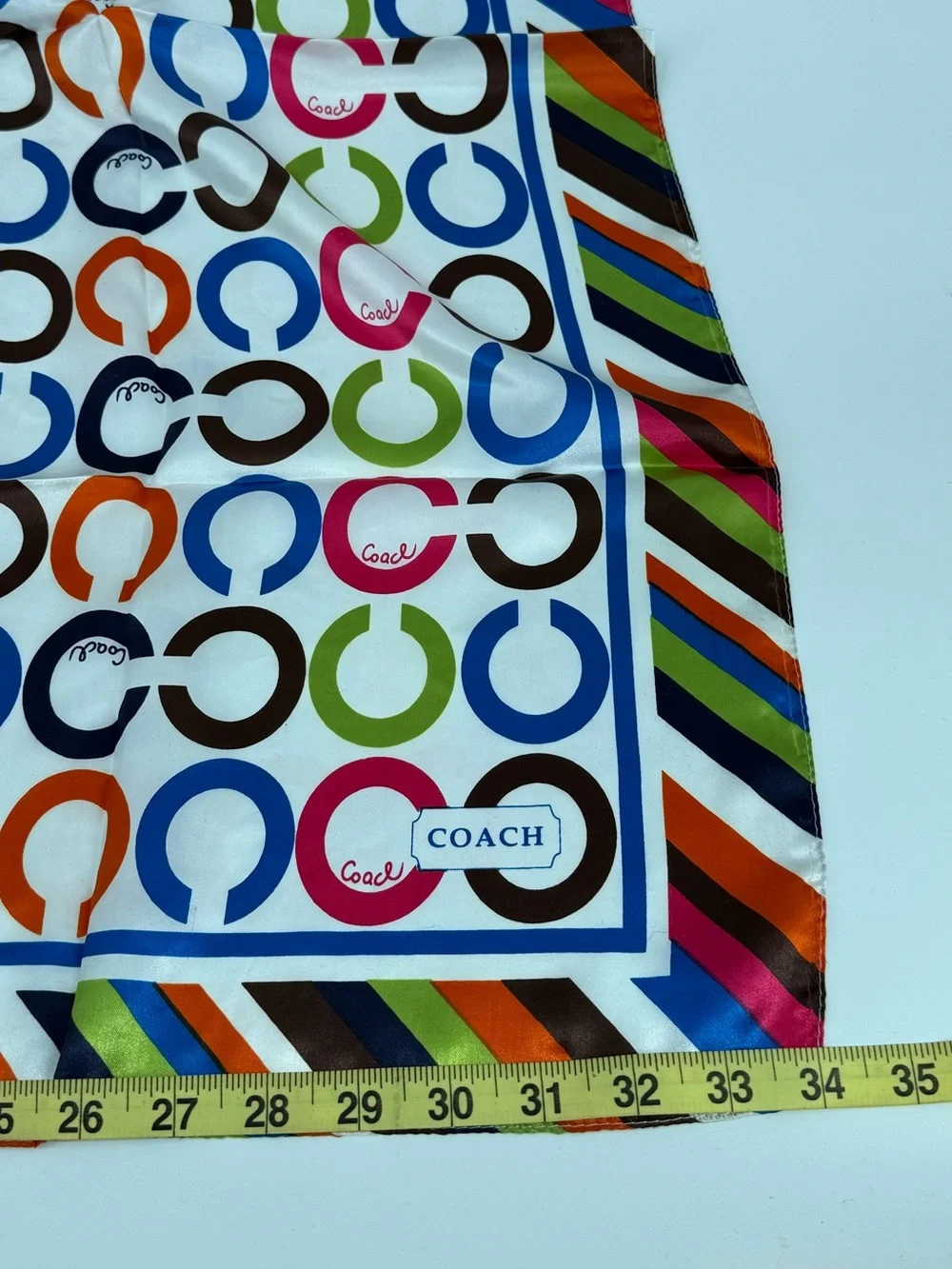 Coach Op Art Multicolor Stripe Silk Scarf | Multi | 34" - Picture 7 of 7